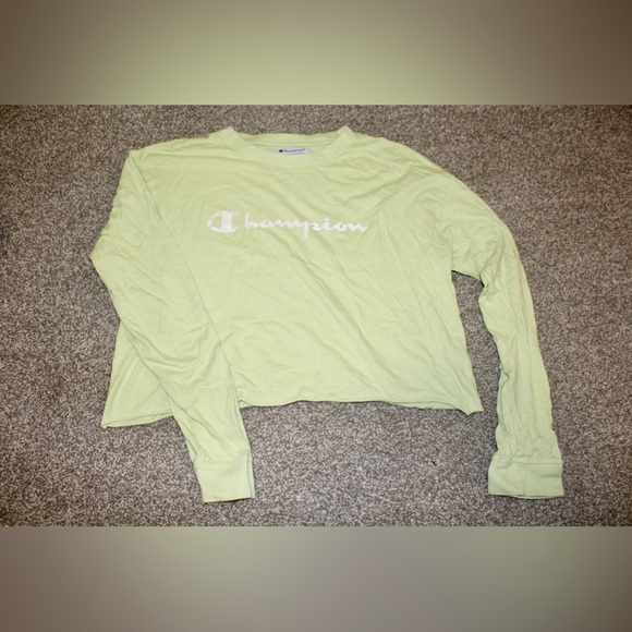 Champion Tops - Champion Lime Green Cropped Long Sleeve Tee
